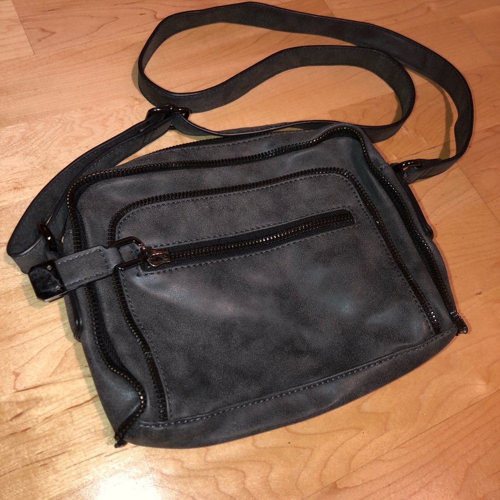 Gray Nicole Miller Zipper Detail Shoulder Bag